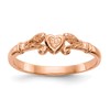 10K Rose Gold Textured Mini Heart Size 1 Baby Ring