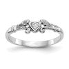 10K White Gold Textured Mini Heart Size 1 Baby Ring