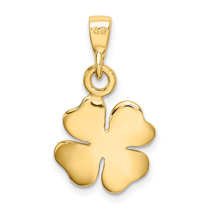 10k Polished and Textured 4-Leaf Clover Pendant
