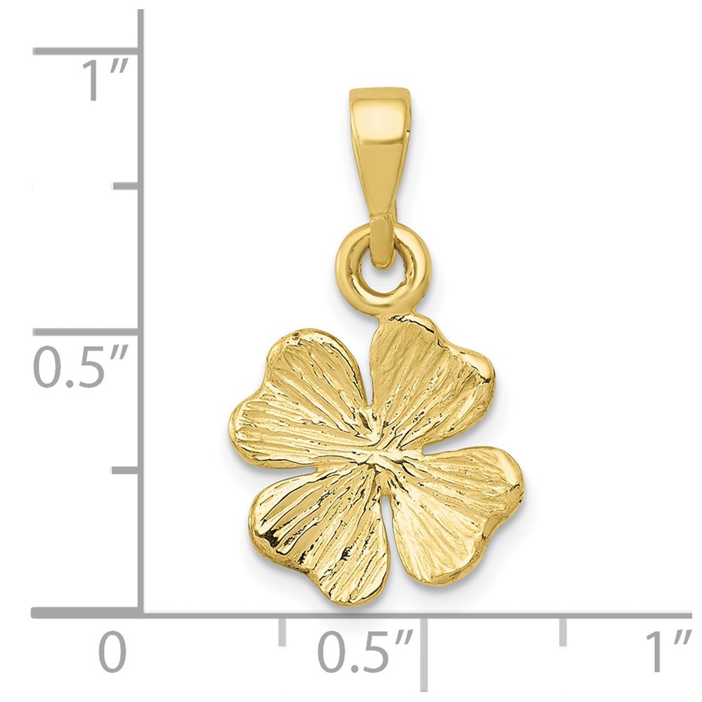 10k Polished and Textured 4-Leaf Clover Pendant