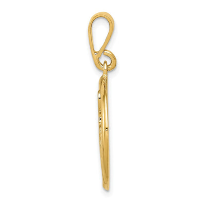 10k Polished Musical Notes in Circle Pendant