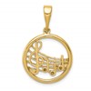 10k Polished Musical Notes in Circle Pendant