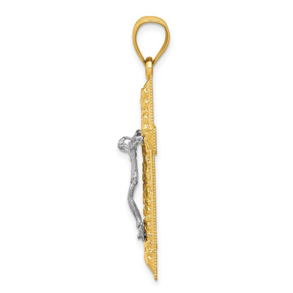 10k Two-tone Diamond-Cut Crucifix Pendant
