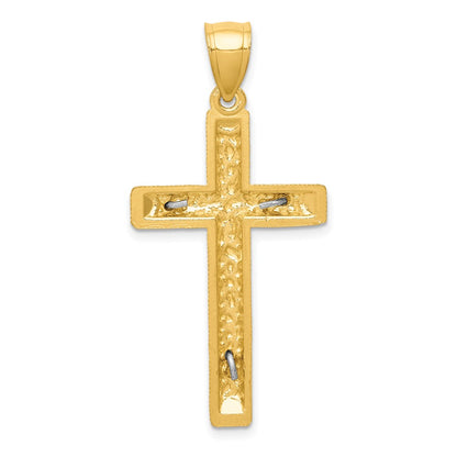 10k Two-tone Diamond-Cut Crucifix Pendant