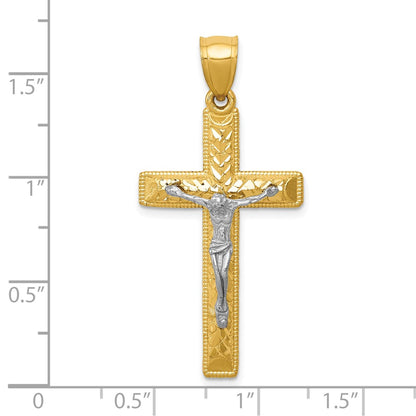 10k Two-tone Diamond-Cut Crucifix Pendant