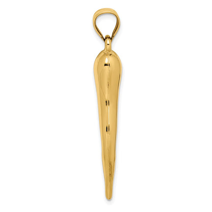 10k X-Large Hollow 3-D Italian Horn Pendant
