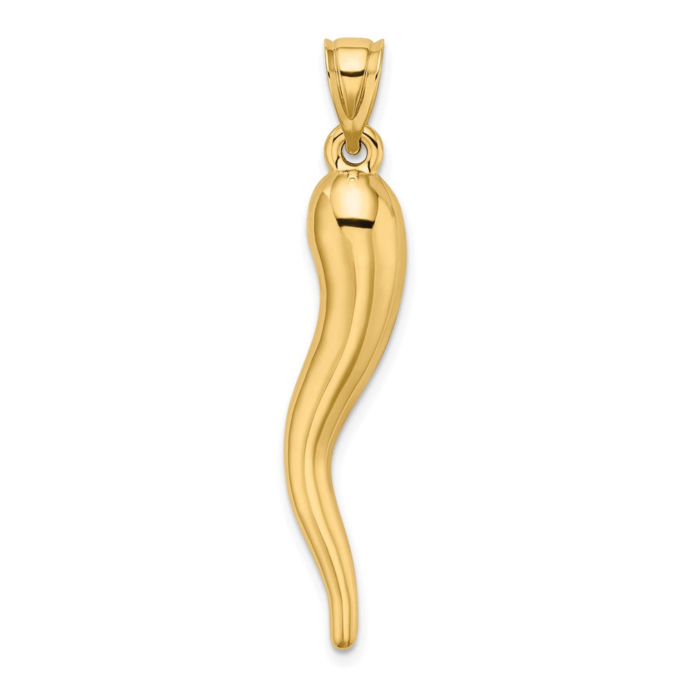 10k X-Large Hollow 3-D Italian Horn Pendant
