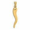 10k X-Large Hollow 3-D Italian Horn Pendant