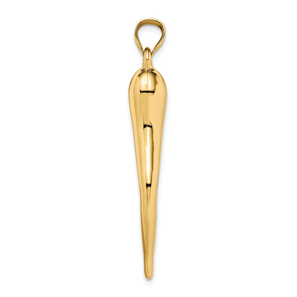 10k X-Large Hollow 3-D Italian Horn Pendant