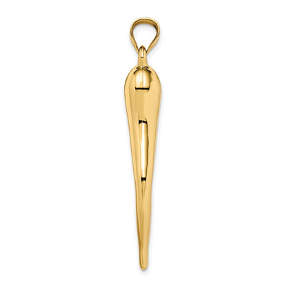 10k X-Large Hollow 3-D Italian Horn Pendant