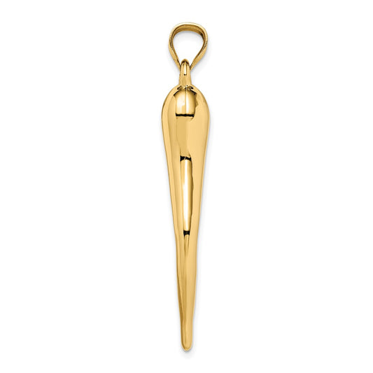 10k X-Large Hollow 3-D Italian Horn Pendant