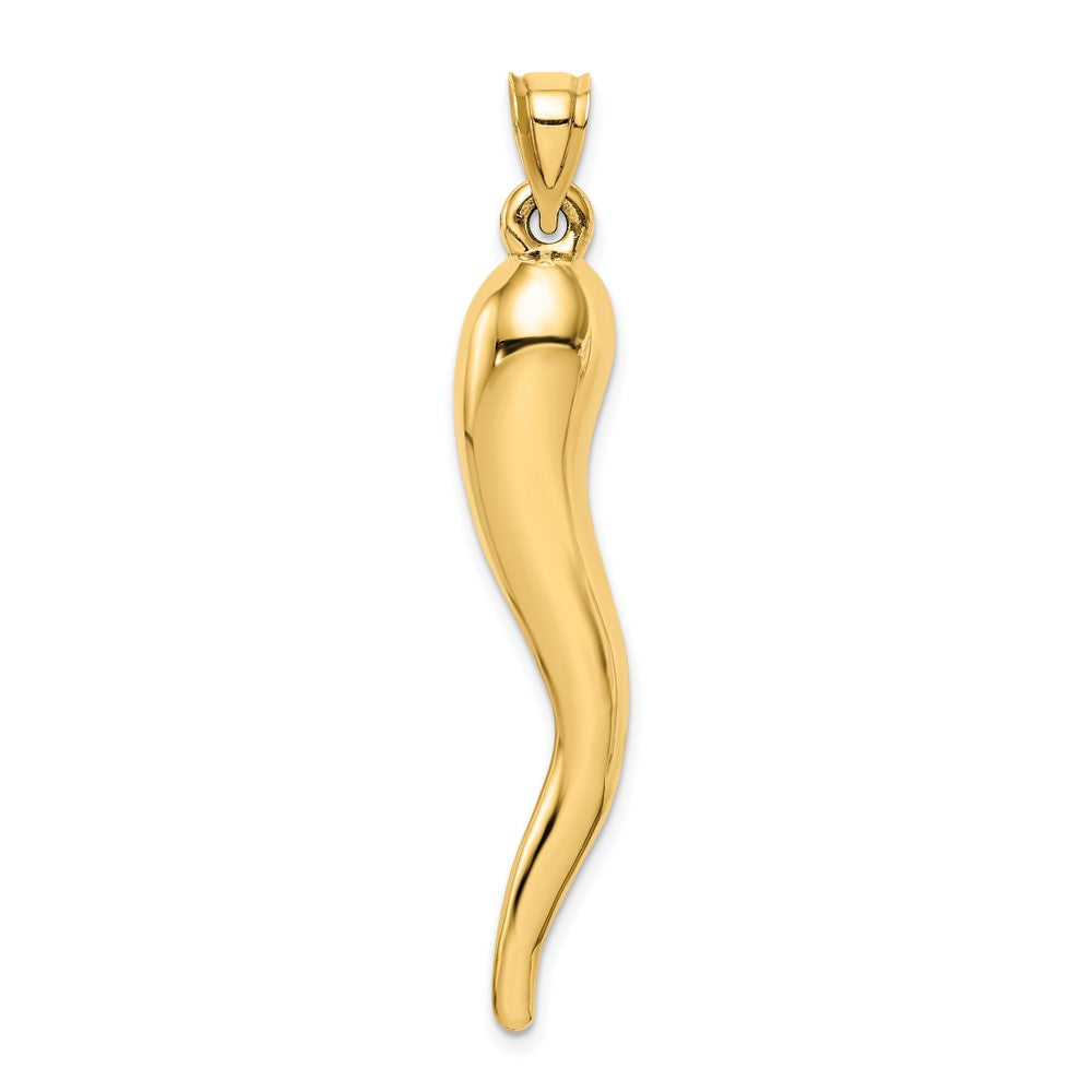 10k X-Large Hollow 3-D Italian Horn Pendant
