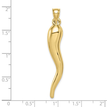 10k X-Large Hollow 3-D Italian Horn Pendant