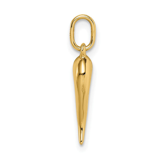10k Hollow 3-D Italian Horn Pendant