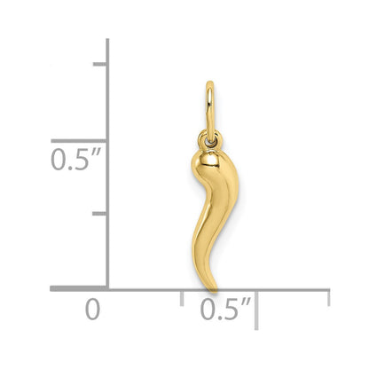 10k Hollow 3-D Italian Horn Pendant
