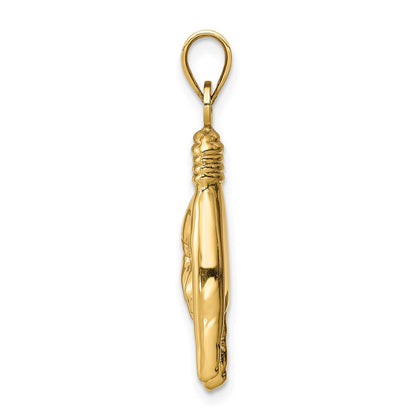 10K 3-D Hollow Rock On Hand Sign Charm