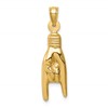 10K 3-D Hollow Rock On Hand Sign Charm