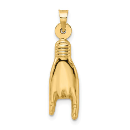 10K 3-D Hollow Rock On Hand Sign Charm