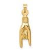 10K 3-D Hollow Rock On Hand Sign Charm