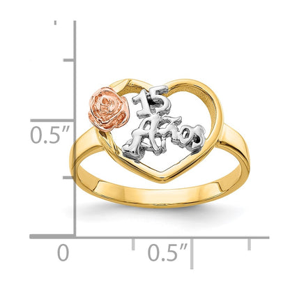 10K Two-tone and White Rhodium 15 ANOS Ring