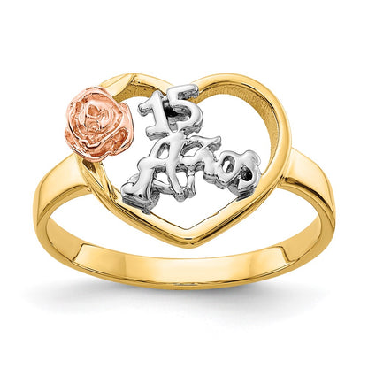 10K Two-tone and White Rhodium 15 ANOS Ring