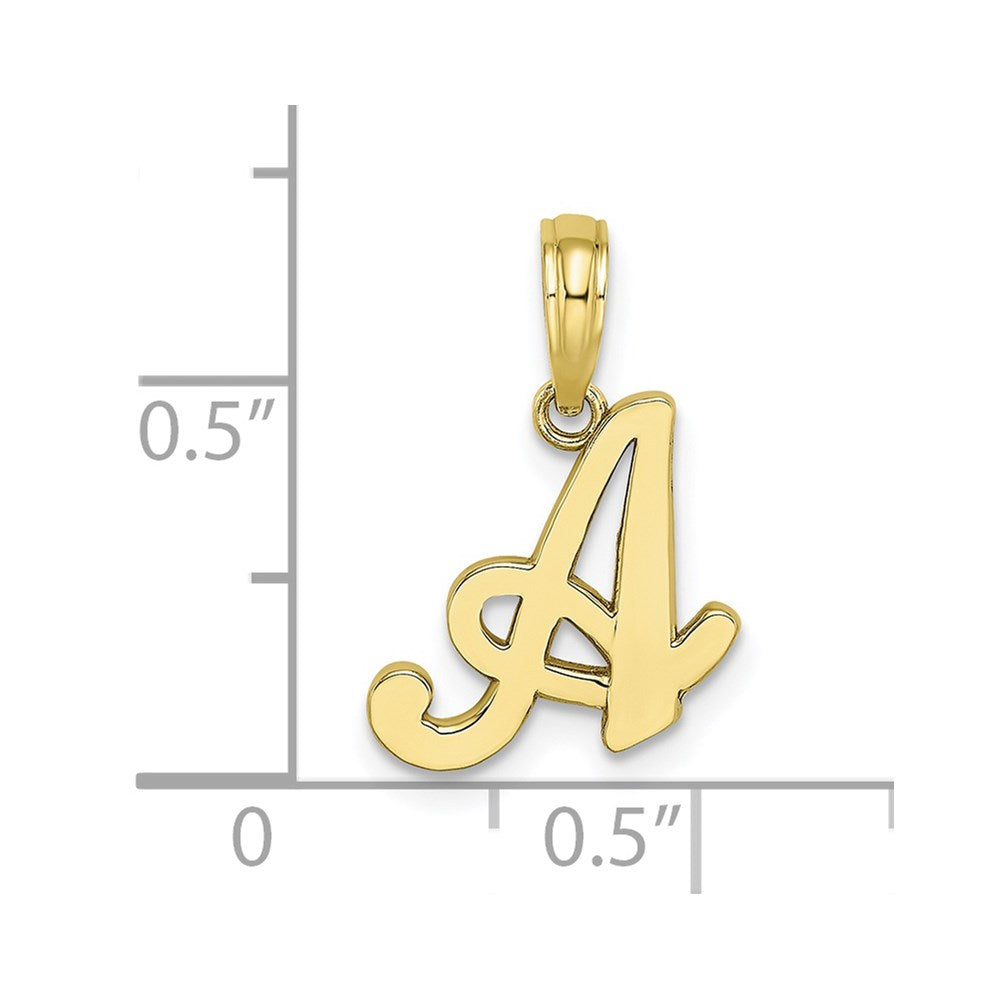 10K Polished Medium Script Initial A Charm