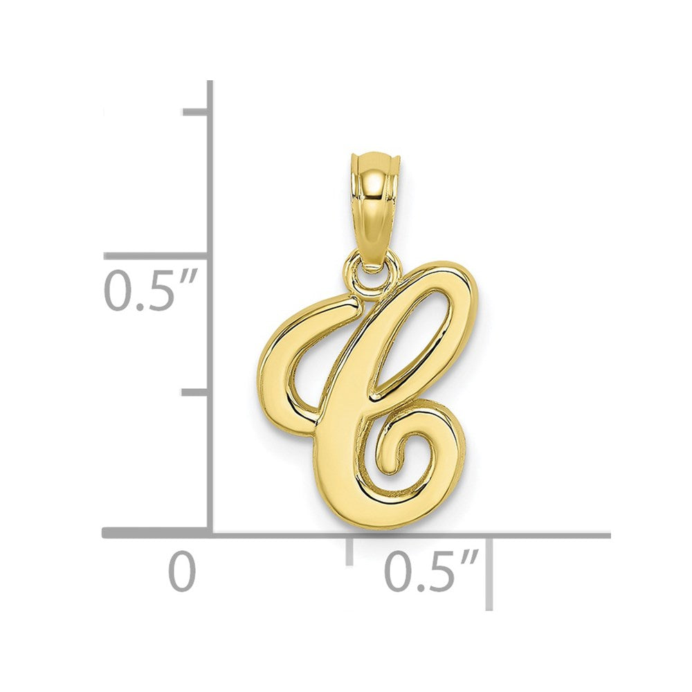 10K Polished Medium Script Initial C Charm