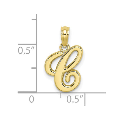 10K Polished Medium Script Initial C Charm