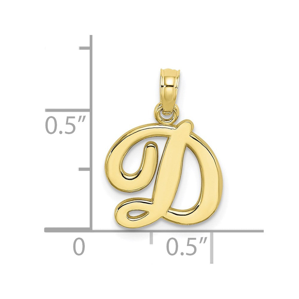 10K Polished Medium Script Initial D Charm