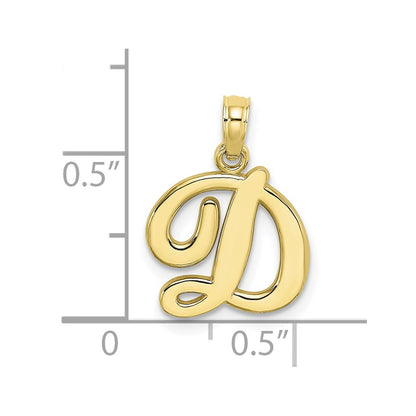 10K Polished Medium Script Initial D Charm