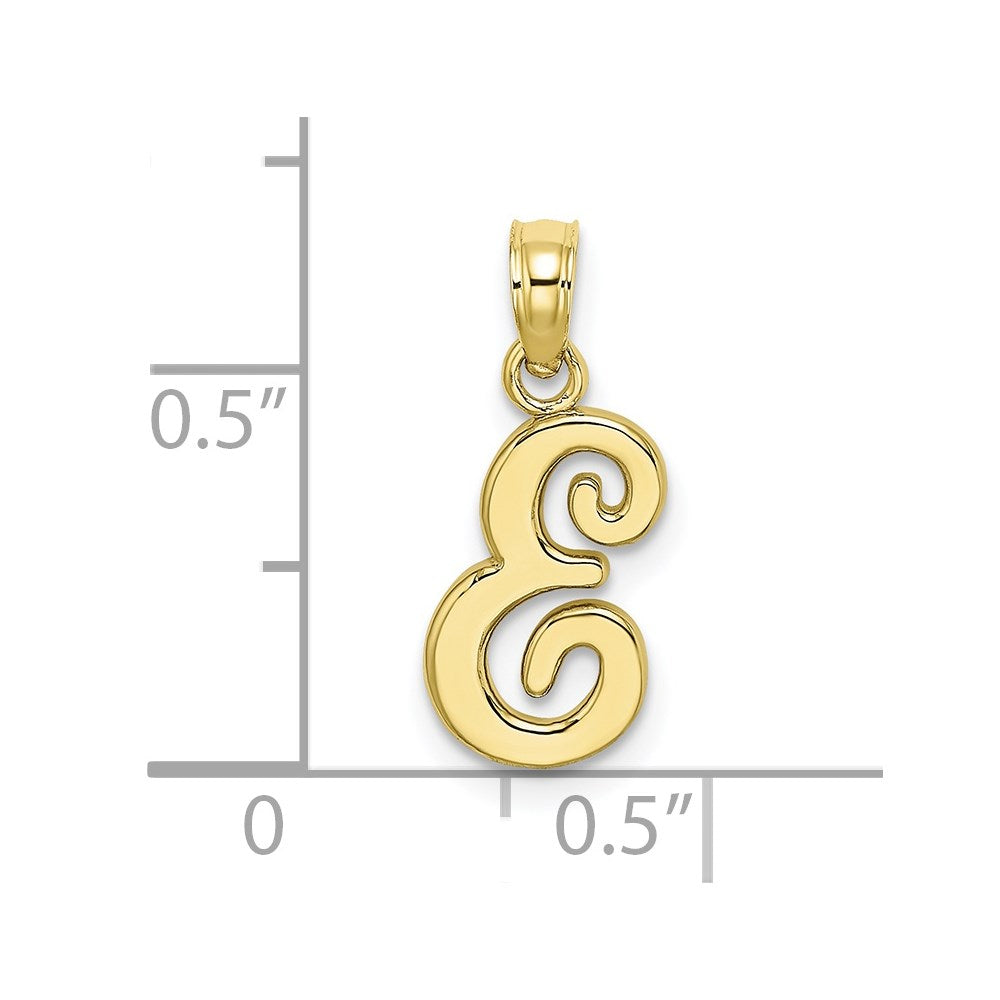 10K Polished Medium Script Initial E Charm