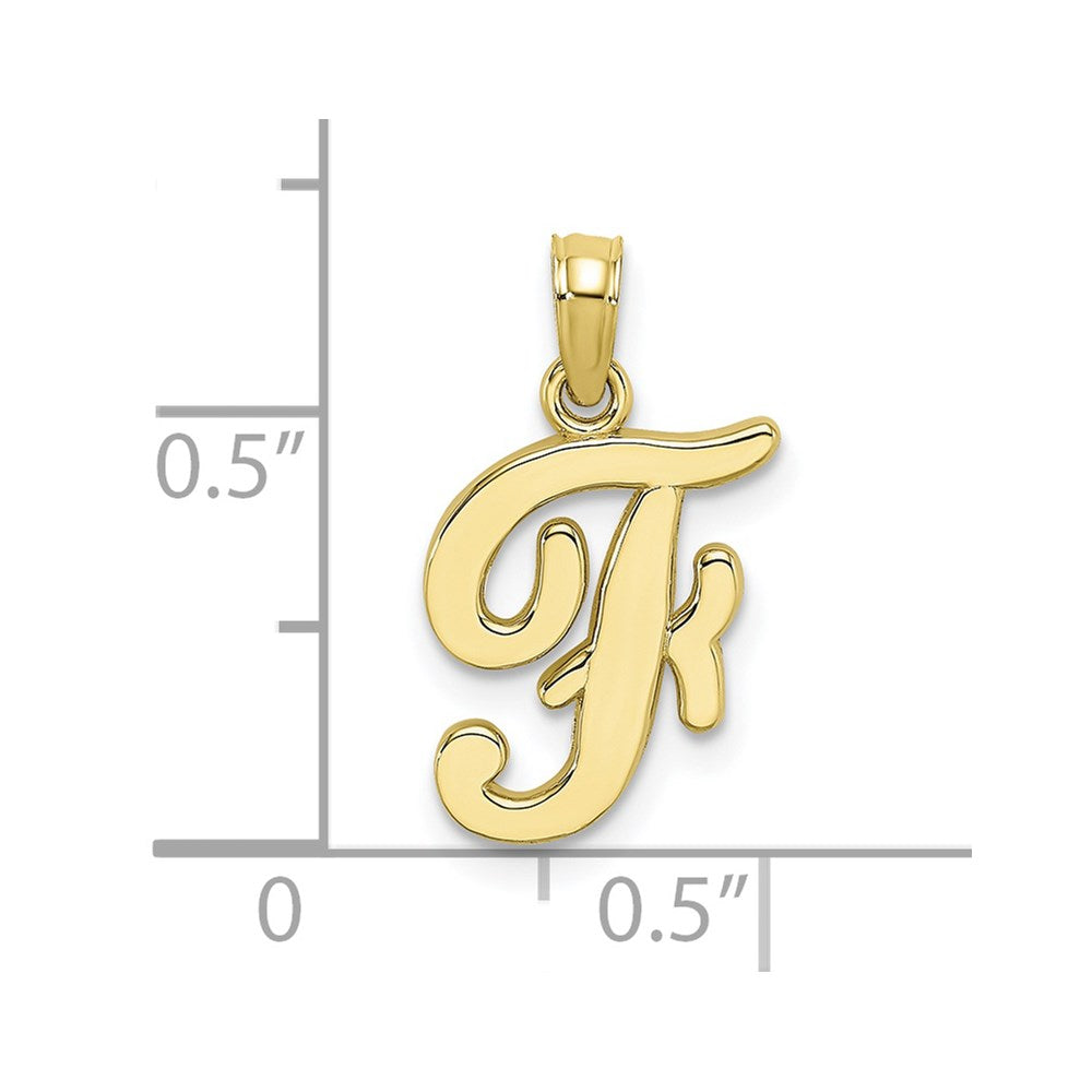 10K Polished Medium Script Initial F Charm