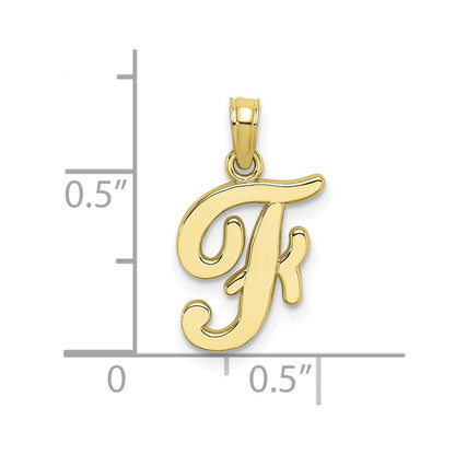 10K Polished Medium Script Initial F Charm