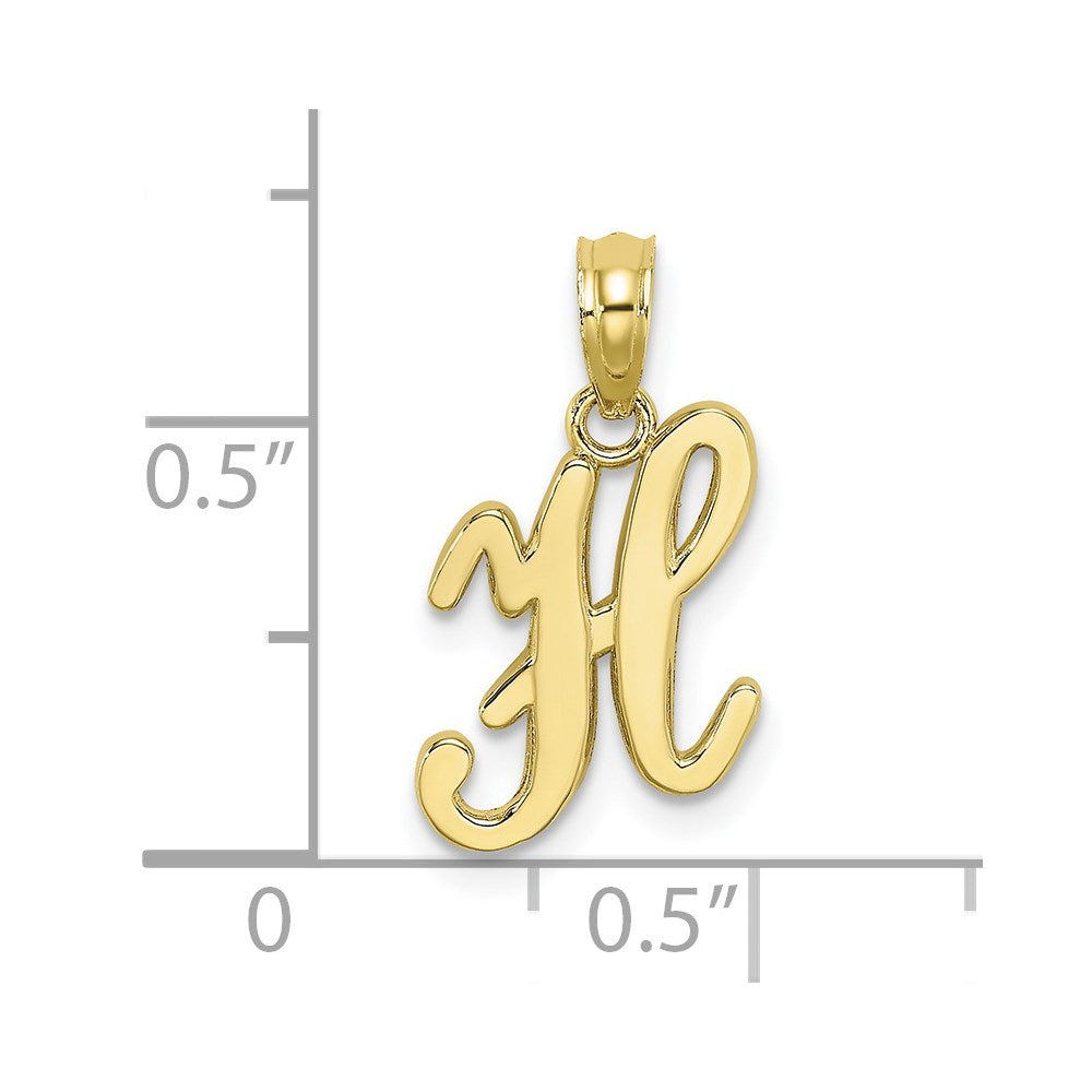 10K Polished Medium Script Initial H Charm