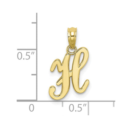 10K Polished Medium Script Initial H Charm
