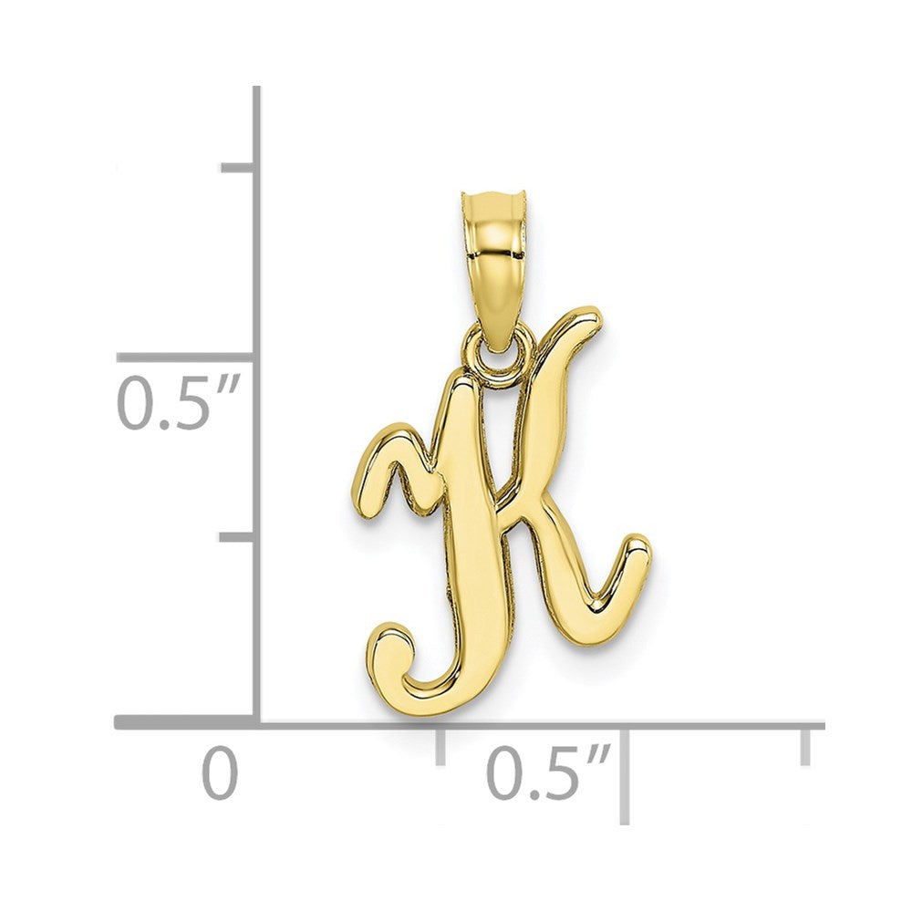 10K Polished Medium Script Initial K Charm