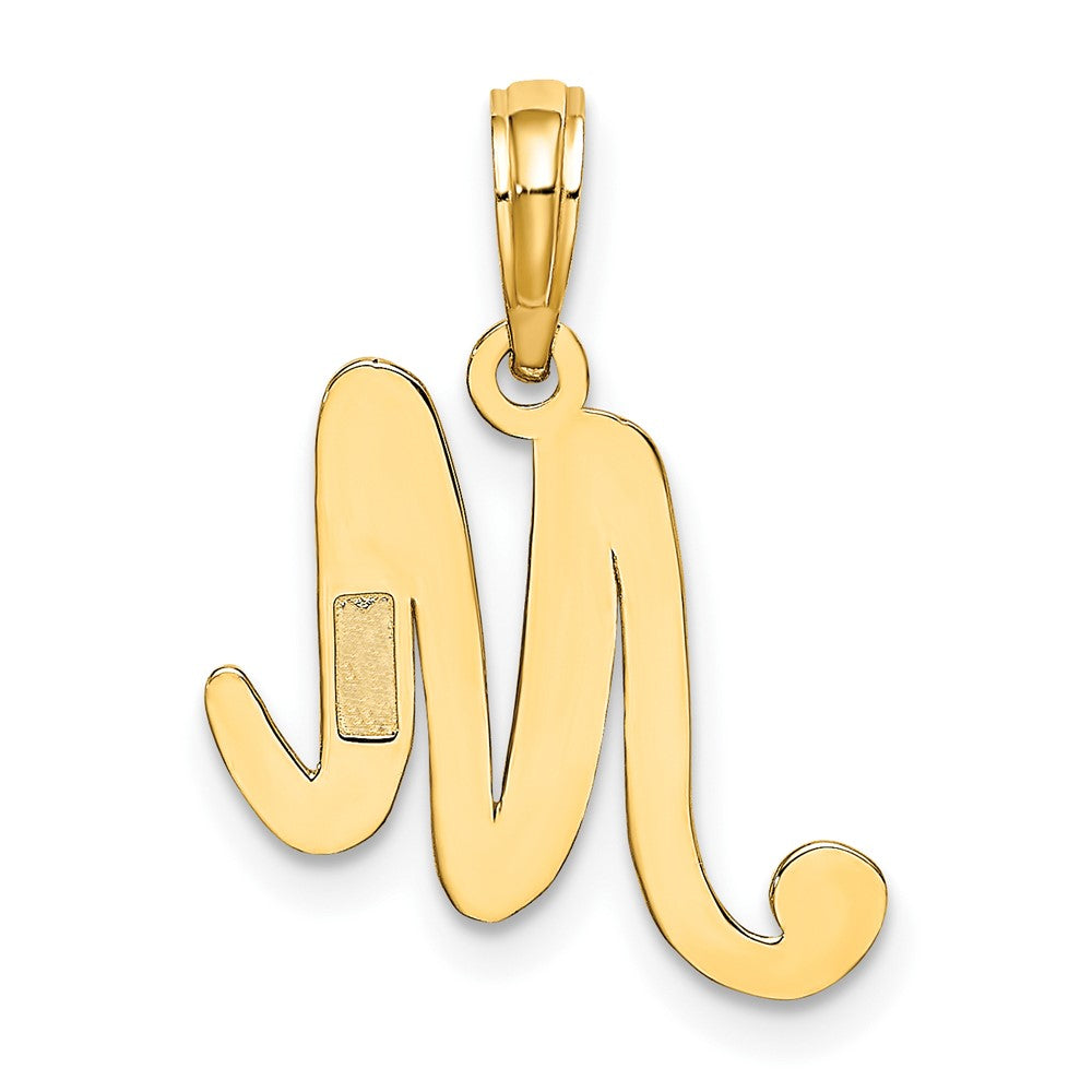10K Polished Medium Script Initial M Charm
