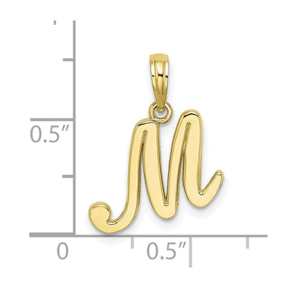 10K Polished Medium Script Initial M Charm