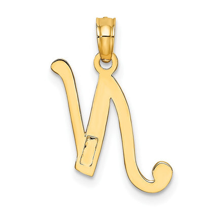 10K Polished Medium Script Initial N Charm