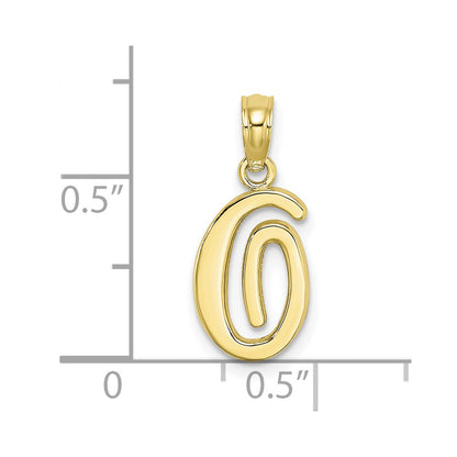 10K Polished Medium Script Initial O Charm