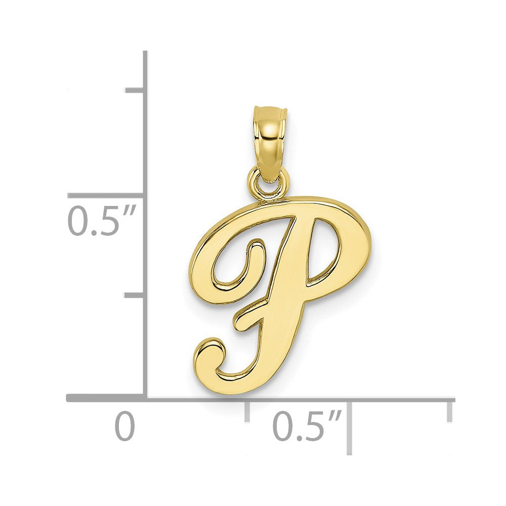 10K Polished Medium Script Initial P Charm