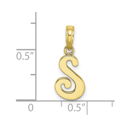 10K Polished Medium Script Initial S Charm