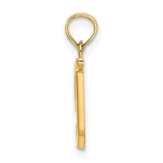10K Polished Medium Script Initial T Charm
