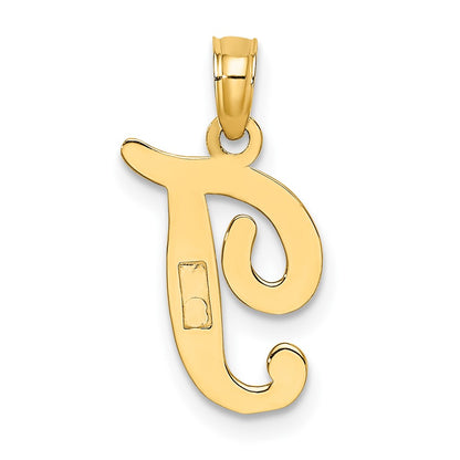 10K Polished Medium Script Initial T Charm