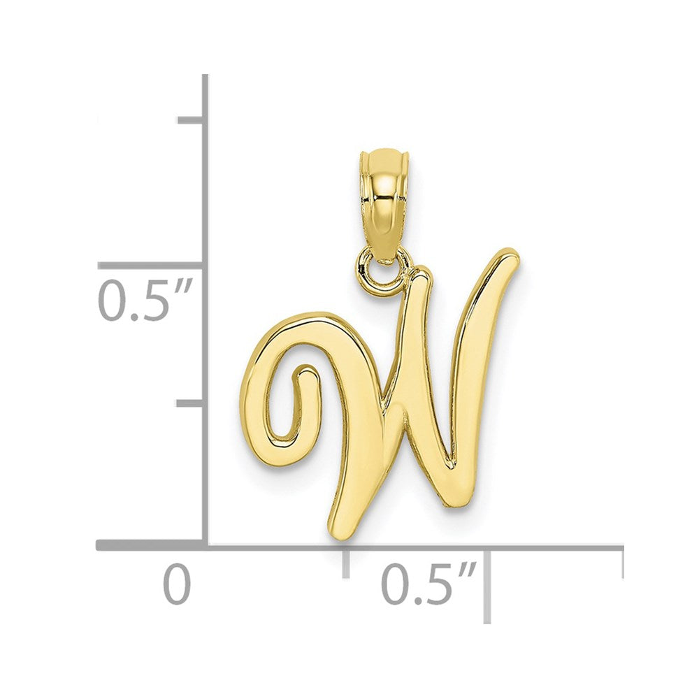 10K Polished Medium Script Initial W Charm
