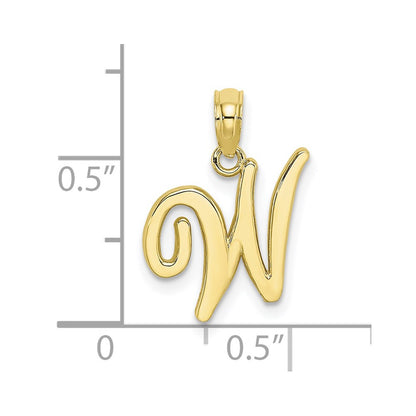 10K Polished Medium Script Initial W Charm