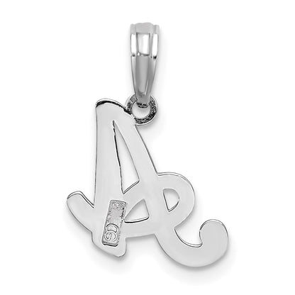 10K White Gold Polished Medium Script Initial A Charm