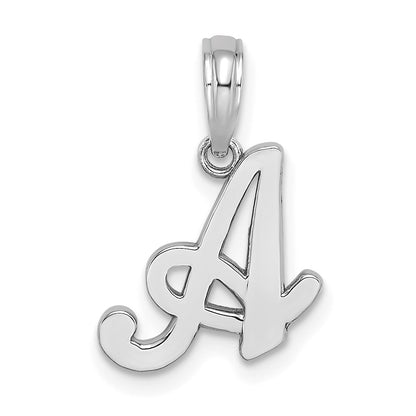10K White Gold Polished Medium Script Initial A Charm