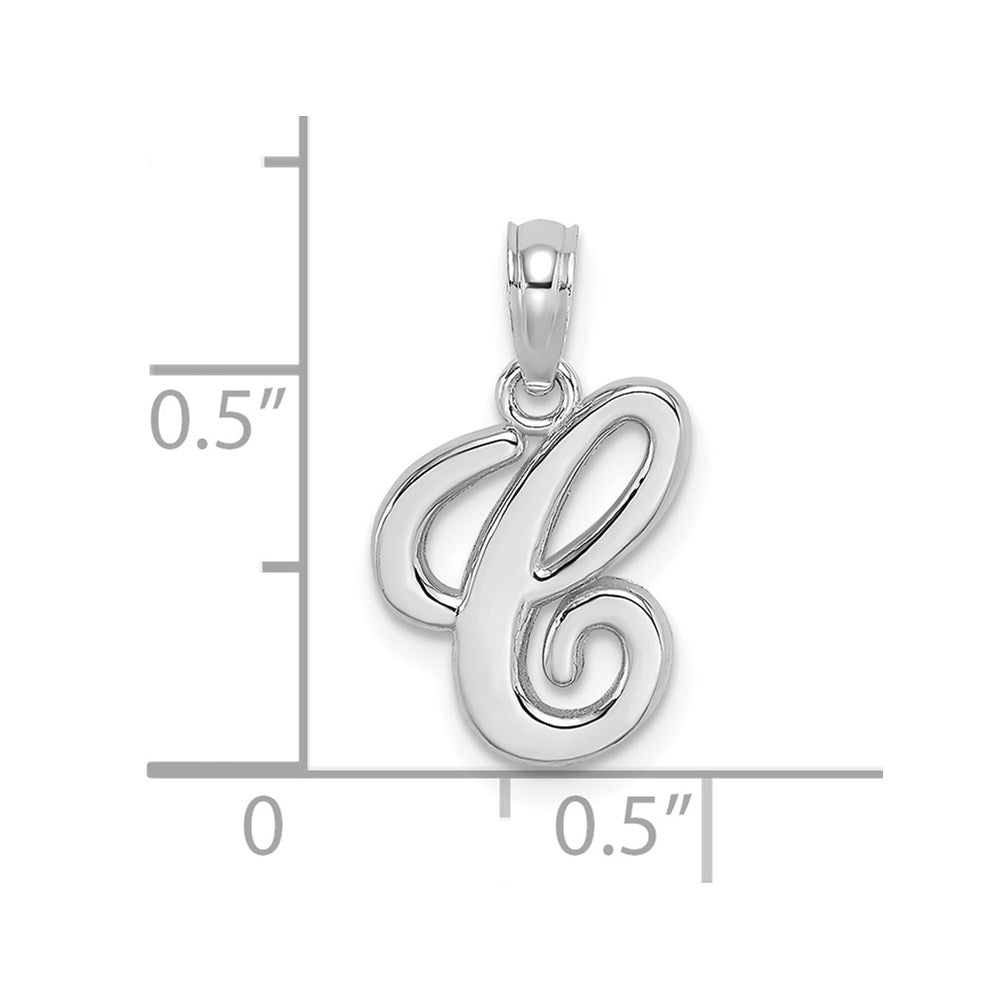 10K White Gold Polished Medium Script Initial C Charm