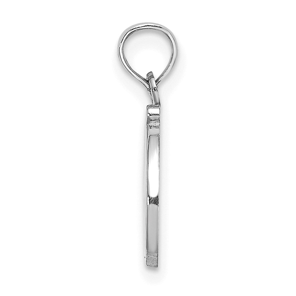 10K White Gold Polished Medium Script Initial D Charm